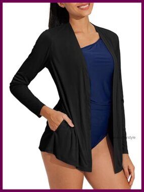 UPF 50+ Cardigan Sun Shirt Lightweight Quick Dry Shawl Collar Wrap